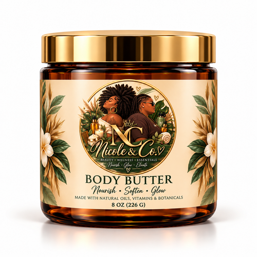 Nicole & Co. 8 oz body butter amber jar
