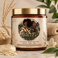 Nicole & Co. 8 oz oatmeal body butter in amber glass jar